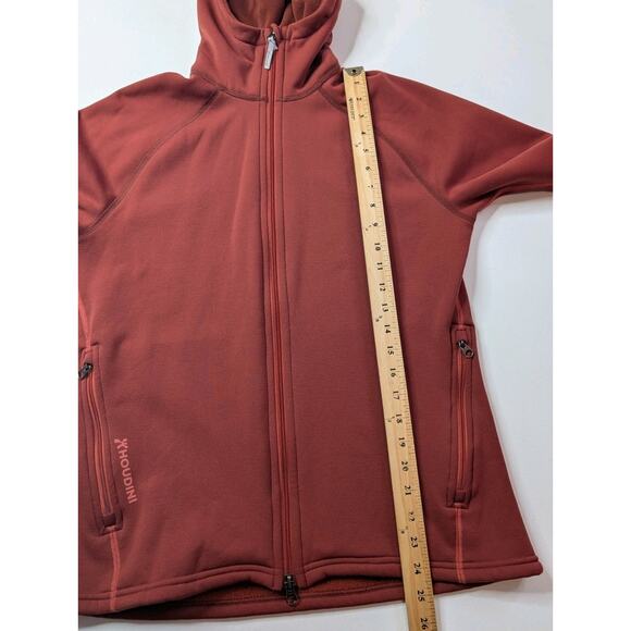 Houdini Power Fleece Hoodie Womens Large Brick Red Thumb Hole Sleeve Full Zipper - Picture 7 of 15